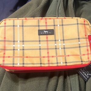 Scout Plaid Cosmetic Pouch in Mustard, Red & Black
